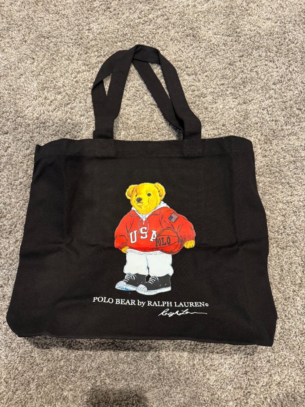Polo Ralph Lauren Polo Bear USA Black Tote Bag